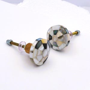 Mother of Pearl Knob, Seashell Drawer Pull, White Abalone Shell Door Handle
