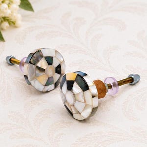 Mother of Pearl Knob, Seashell Drawer Pull, White Abalone Shell Door Handle