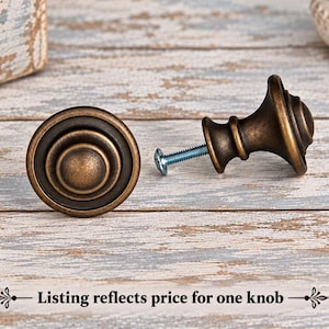 Kenworth Burnished Antique Brass Knob, Furniture door handle, Cabinet hardware