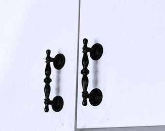 Black beaded drawer pull, 3 1/2" Inch Centers, Cabinet Hardware