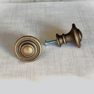 Kenworth Burnished Antique Brass Knob, Furniture door handle, Cabinet hardware