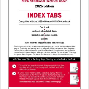 NFPA 70 National Electrical Code (NEC) Self-Adhesive Index Tabs 2026