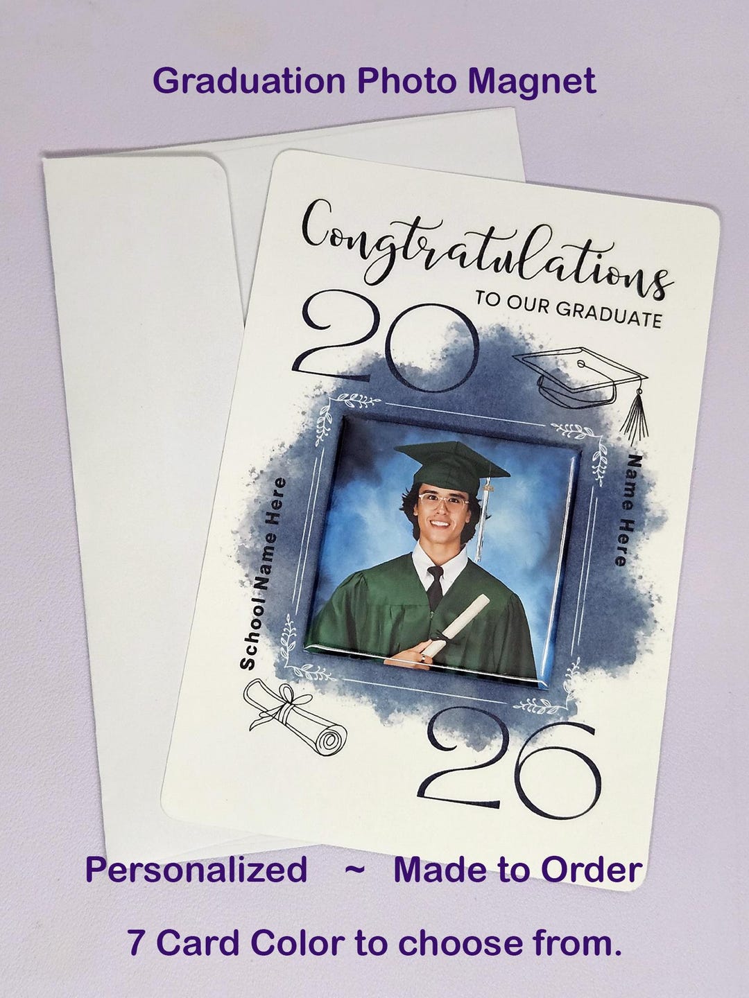 Graduation Photo Magnet 2x2 Class of 2026 | Personalized Grad ...