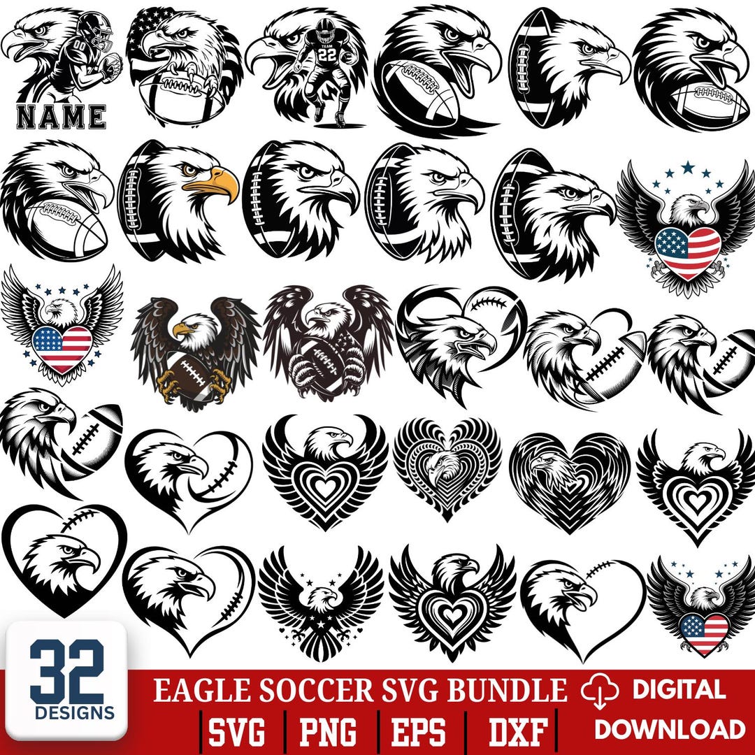 Patriotic Eagle USA Flag SVG Bundle, American Bald Eagle Design ...