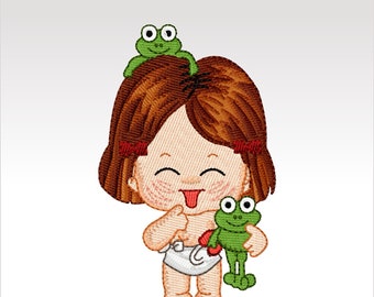 Baby Machine Embroidery Design - Bathtime Baby 5 - 4x4" hoop.