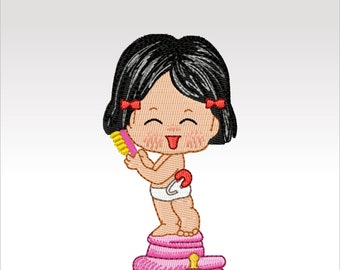 Baby Machine Embroidery Design - Bathtime Kids 2 - 4x4" hoop.
