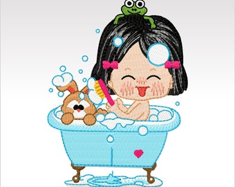 Baby Machine Embroidery Design - Bathtime Tub 1 - 4x4" hoop.