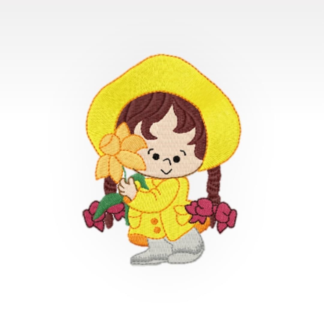 Little Girl Machine Embroidery Design Rainy Day Girl 6 4x4 Etsy UK