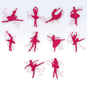 Ballerina - Machine Embroidery Designs -  Shadow Ballerinas - Textured - Set of 10
