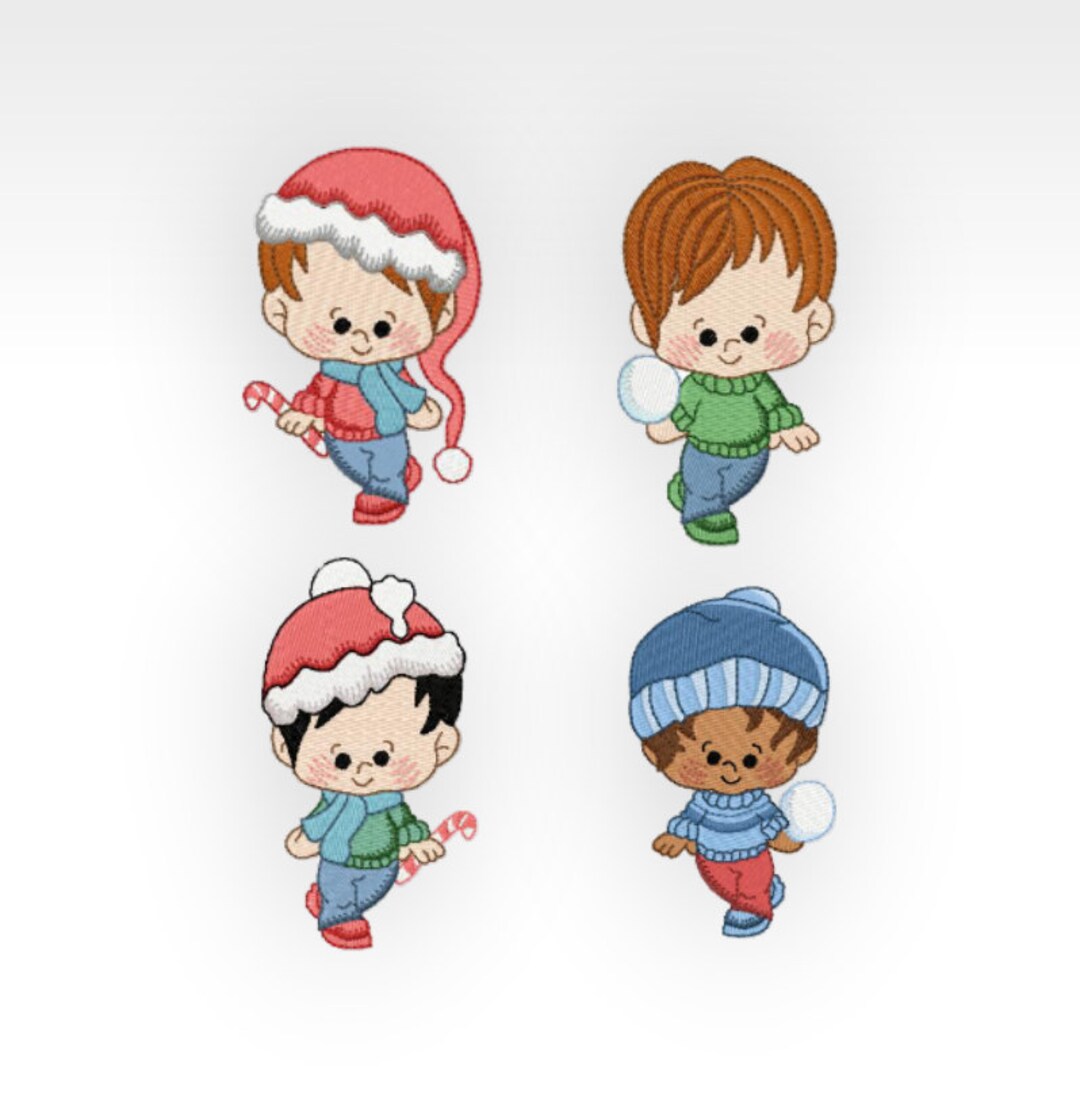 Xmas Winter Boys - Machine Embroidery Designs - Winter Boys - 4x4