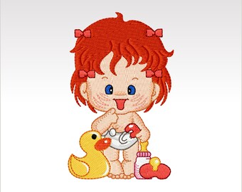 Baby Machine Embroidery Design - Bathtime Baby 4 - 4x4" hoop.