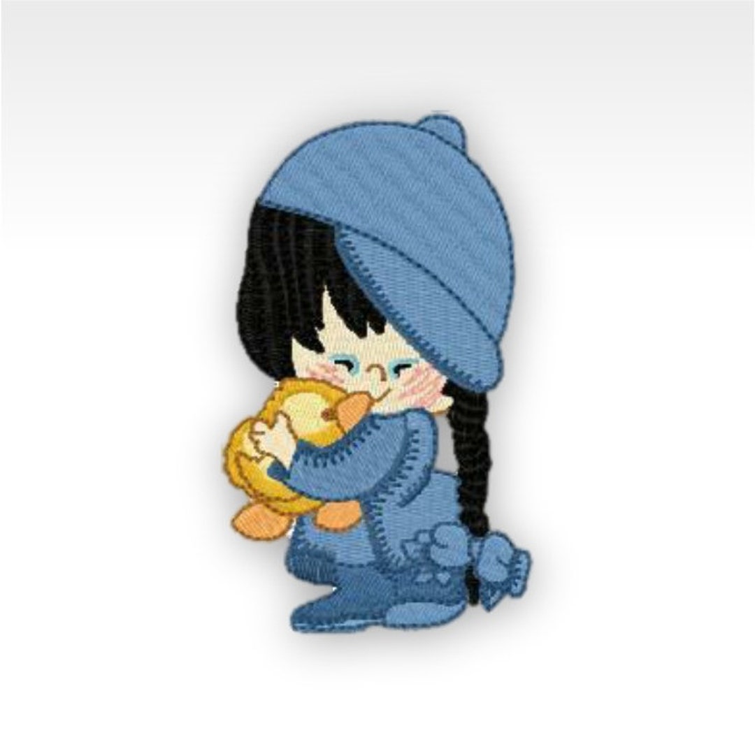 Little Girl Machine Embroidery Design Rainy Day Girl 4x4 Etsy UK