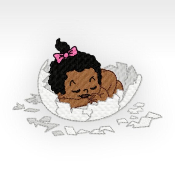 African Baby Machine Embroidery Design - Just Hatched Girl 10A - 4x4" hoop.