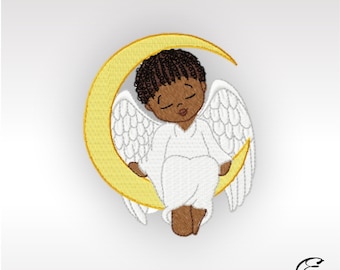 African Angel Machine Embroidery Design - Little Angel 4B - 4x4" hoop.