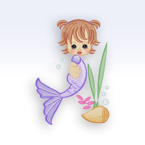 Mermaid - Machine Embroidery Design - Precious Mermaid 1 - 5x7" hoop.