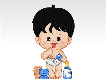 Baby Machine Embroidery Design - Bathtime Baby 3 - 4x4" hoop.