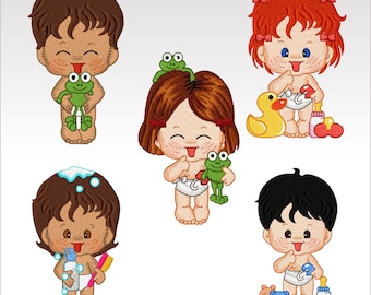 Baby Machine Embroidery Design - Bathtime Set - 4x4" hoop.