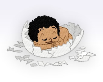 African American Hatchling Boyl 1 - Embroidery Design - Single 4x4" hoop.