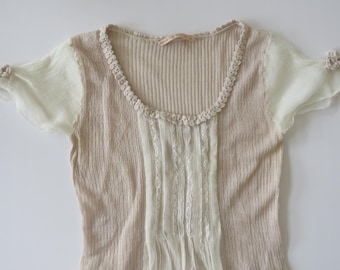 Vintage Italian Silk Apartment 50 Capped Sleeve Top