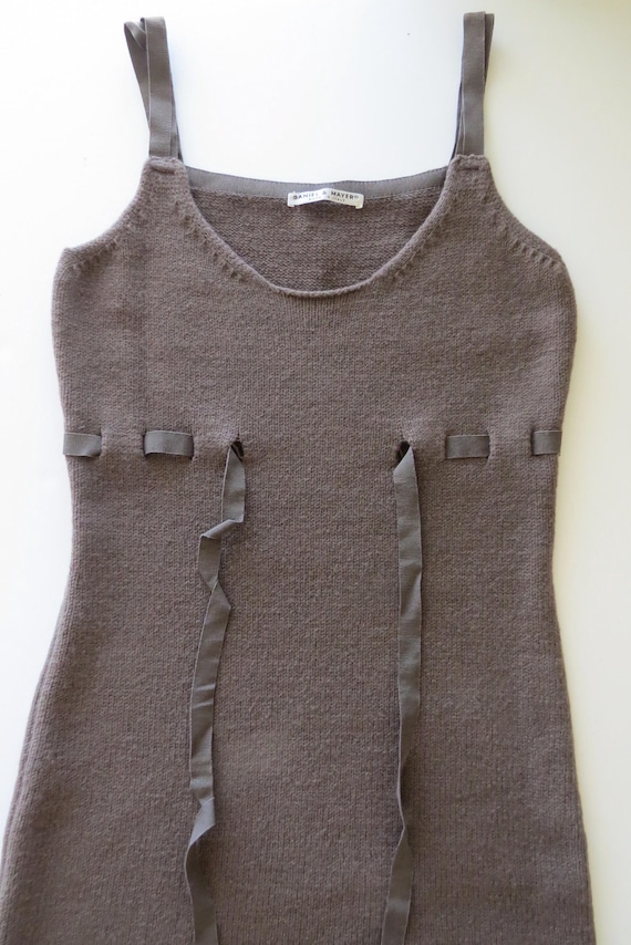 Vintage Daniel & Mayer Wool Knit Sweater Mini Dress, Autumnal Brown, Made in Italy, 2000s