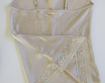 Abito sottoveste/camicia vintage anni '90 italiano 100% seta, taglio in sbieco, rosa champagne tenue Intimissimi - Made in Italy