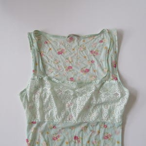 Camisola vintage italiana Intimissimi Fiori di Campo Wildflower Mint/Pink Rosebud imagen 1
