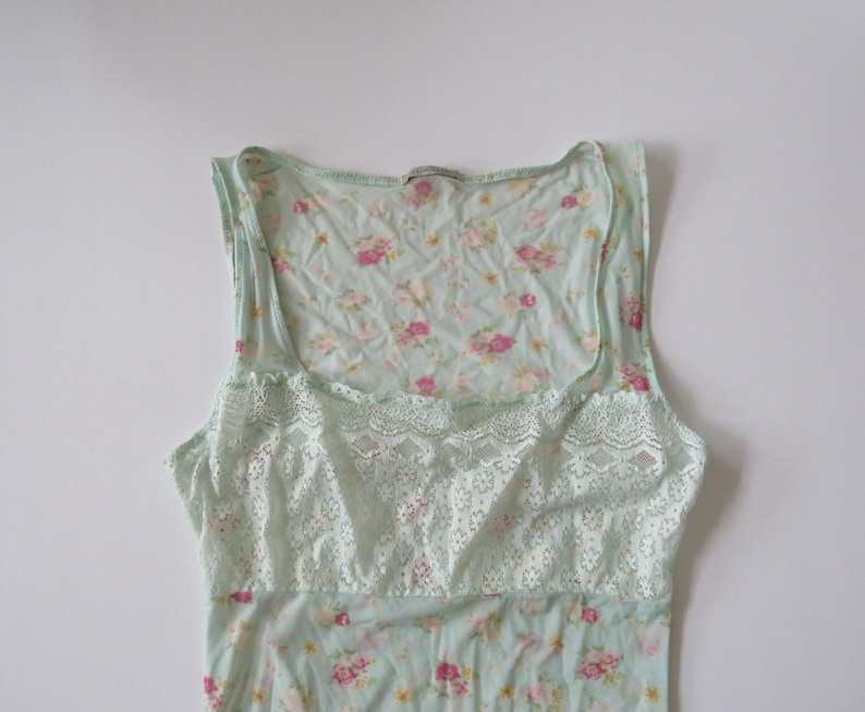 Camisola vintage italiana Intimissimi Fiori di Campo Wildflower Mint/Pink Rosebud imagen 1