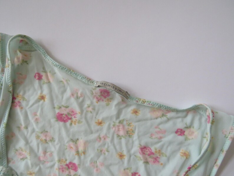Camisola vintage italiana Intimissimi Fiori di Campo Wildflower Mint/Pink Rosebud imagen 4