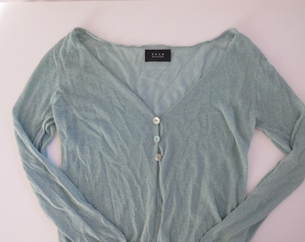 KOAN Italy metallic glinsterend gebreid vest mintgroen doorschijnend lurex Italiaans klein