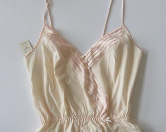 Vintage Italiaanse Malizia van La Perla roze/perzik satijn en katoenen hemdje - NWT