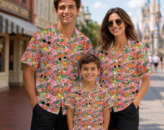 Disney Hawaiian Shirts, Orange Bird Tropical Button Down, Magic Kingdom Family Vacation Shirt, Aloha Disney Cruise Trip Outfit