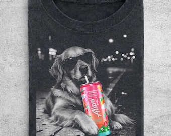 Golden Retriever Drinking Iced Coffee Comfort Colors Shirt, Dog Meme Graphic Tee, Funny Dog Tee, Dog Mom Gifts, Trendy Pet Shirt Gift Idea