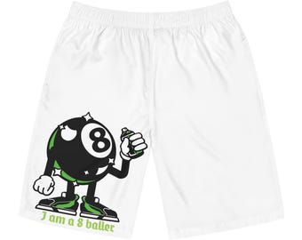 Personaje de bola 8 Soy un jugador de bola 8 Pantalones cortos de baño / Gráfico de juego de billar