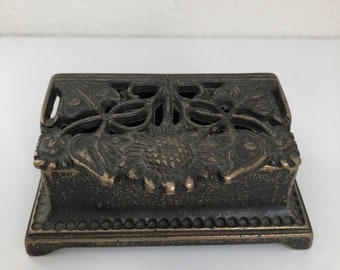 Vintage Brass Trinket Box with Floral Design Made in Italy