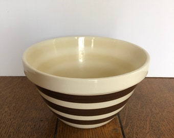 Vintage Small Brown Striped Mixing Bowl Made in England