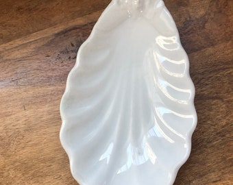 Vintage Stone China White Dish with Scalloped Edge and Face, Edward Clarke Tunstall