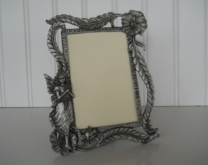 Vintage Pewter Picture Frame With Maiden and Flowers 3 X Etsy
