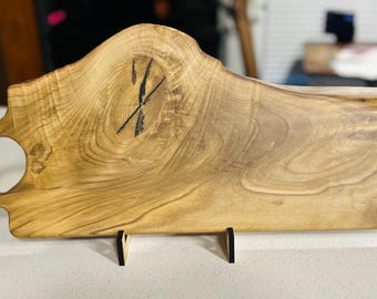Whisper Ridge | Handmade Magnolia Charcuterie Board | Live Edge Serving Board with Handles | One of a Kind Hardwood Board