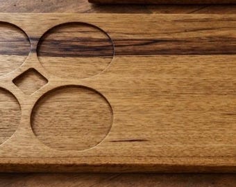 Black Limba Wood Bourbon Tasting Flight Board | Modern Rustic Drink Tray
