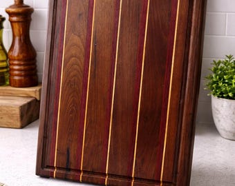Walnut Cutting Board with Padauk & Pecan Inlay | Butcher Block Charcuterie Board