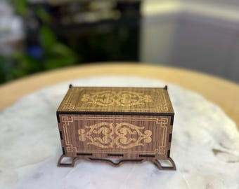 Handmade Wooden Keepsake Box “The Heirloom” | Laser Engraved Walnut Box | Jewelry, Dice & Trinket Storage