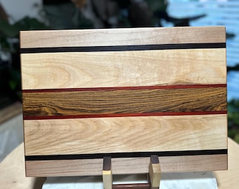 Handcrafted Exotic Wood Cutting Board | “Emberline Reserve” Serving Board | Bocote, Maple, Padauk & Wenge