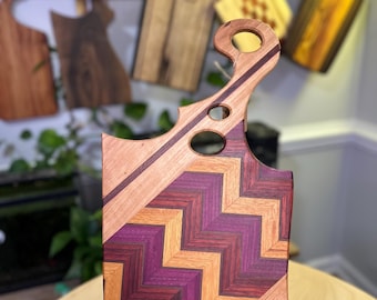 Exotic Hardwood Chevron Charcuterie Board | Purple Heart Walnut Serving Tray