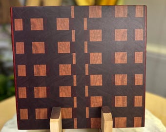 End Grain Walnut Cutting Board “The Gridlock” | Handmade Butcher Block | Exotic Hardwood Serving Board