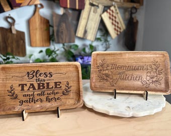 Custom Engraved Solid Hardwood Serving Tray | Personalized Kitchen Decor 8.5x14