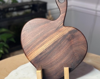 Heart Shaped Walnut Serving Board | Handmade Black Walnut Wood Charcuterie Display