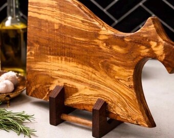 Live Edge Olive Wood Cutting Board | Rustic Charcuterie Serving Board
