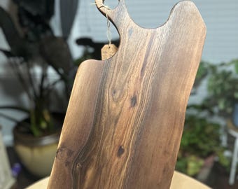Claro Walnut Live Edge Serving Board with Handle | Rustic Charcuterie Cutting Board