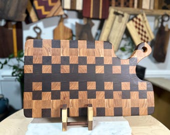 Large End Grain Cutting Board “Bazooka Joe” | Walnut & Pecan Butcher Block | Handmade Charcuterie Board