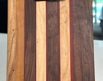 Walnut & Pecan Cutting Board with Handle | Handmade Hardwood Charcuterie Board | Blackwater Reserve